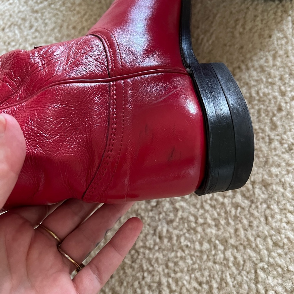 Justin Boots Red Leather Women's Shoes - Picture 6 of 7